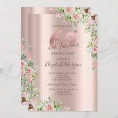 Invitation Rose Gold, Rose 60e anniversaire (Devant / Derrière)