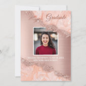 Invitation Rose Gold Rose Agate Géode Parties scintillant Gra (Devant)