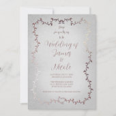 Invitation Rose Gold rose Botanique Feuille Storybook Mariage (Devant)