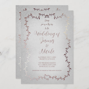 Invitation Rose Gold rose Botanique Feuille Storybook Mariage