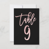 Invitation Rose Gold Rose Clair Feuille Moderne Numéro de Tab (Devant)