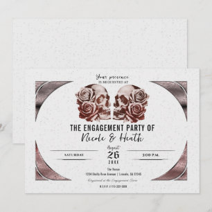 Invitation Rose Gold Rose Crâne Vintage Glamour Fiançailles S