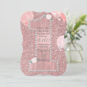 Invitation Rose Gold Rose & Diamonds ONE 1er anniversaire fêt (Debout devant)