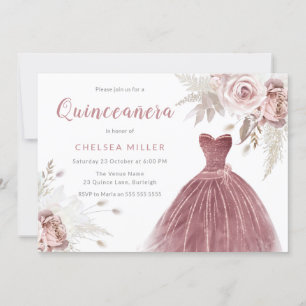 Invitation Rose Gold, Rose Dusty & Blush Quinceanera