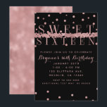 Invitation Rose Gold Rose et Noir Fête Moderne de 16 ans Glam<br><div class="desc">Personnaliser pour n'importe quel événement.</div>