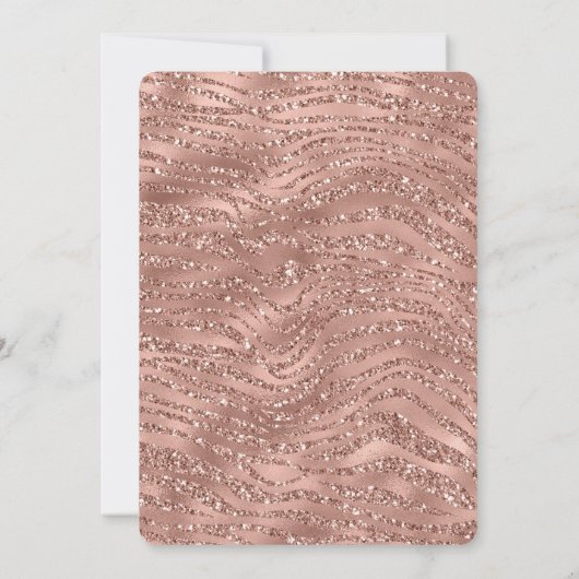 Invitation Rose Gold Rose Glam Glitter Zebra Print (Dos)