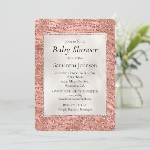 Invitation Rose Gold Rose Glam Glitter Zebra Print