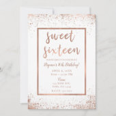 Invitation Rose Gold Rose Glam Moderne Chic Sweet 16 (Devant)