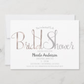 Invitation Rose Gold Rose & Gris Script Fête des mariées mode (Devant)