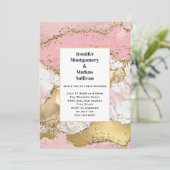 Invitation Rose Gold Rose Marbre Abstrait Mariage (Debout devant)
