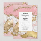 Invitation Rose Gold Rose Marbre Abstrait Mariage (Devant / Derrière)