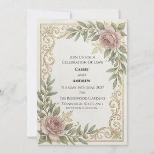 Invitation Rose Gold Rose Mariage à Défilement Rose Clair