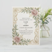 Invitation Rose Gold Rose Mariage à Défilement Rose Clair (Debout devant)