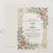 Invitation Rose Gold Rose Mariage à Défilement Rose Clair (Devant / Derrière)