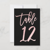 Invitation Rose Gold Rose Moderne Écriture Feuille Table Numé (Dos)