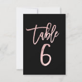 Invitation Rose Gold Rose Moderne Écriture Feuille Table Numé (Dos)