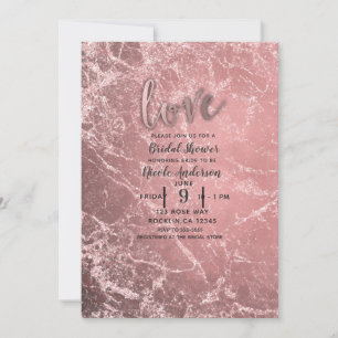 Invitation Rose Gold Rose Moderne Mariage Glamour Marbre Show