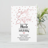 Invitation Rose Gold Rose Moderne Script Douze Seize (Debout devant)