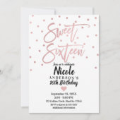 Invitation Rose Gold Rose Moderne Script Sweet 16 Seize (Devant)
