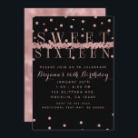 Invitation Rose Gold Rose & Noir Glam moderne Sweet 16 Party<br><div class="desc">Personnaliser pour tout événement.</div>