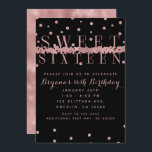 Invitation Rose Gold Rose & Noir Glam moderne Sweet 16 Party<br><div class="desc">Personnaliser pour tout événement.</div>