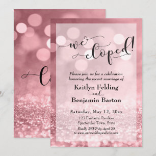 Invitation Rose Gold Rose Pailleté Bokeh Nous nous sommes enf