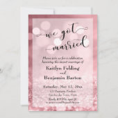 Invitation Rose Gold Rose Pailleté Bokeh Nous Sommes Mariés (Devant)