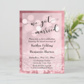 Invitation Rose Gold Rose Pailleté Bokeh Nous Sommes Mariés (Debout devant)