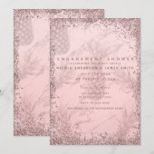 Invitation Rose Gold Rose Pailleté Engagement Goyave (Devant / Derrière)