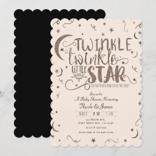 Invitation Rose Gold Rose Pâle Twinkle Little Star Baby Showe