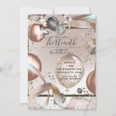 Invitation Rose Gold Rose Parties scintillant Ballons fête d' (Devant)