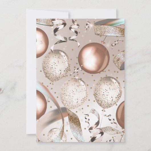 Invitation Rose Gold Rose Parties scintillant Ballons fête d' (Dos)