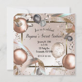 Invitation Rose Gold Rose & Parties scintillant Balloons Swee (Dos)