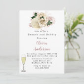 Invitation Rose Gold Rose Parties scintillant Brunch et Bubbl (Debout devant)