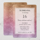 Invitation Rose Gold rose pourpre Éperche Anniversaire (Devant / Derrière)