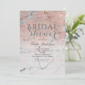 Invitation Rose Gold Rose Tendance Moderne Marbre Glamour Fêt (Debout devant)