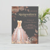 Invitation Rose Gold roses paillettes tendance robe Quinceañe (Debout devant)