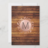 Invitation Rose Gold Rustic Country Bois Floral Mariage (Dos)