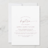 Invitation Rose Gold Script Baptême (Devant)