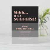 Invitation Rose Gold Script Black Stripes Surprise Anniversai (Debout devant)