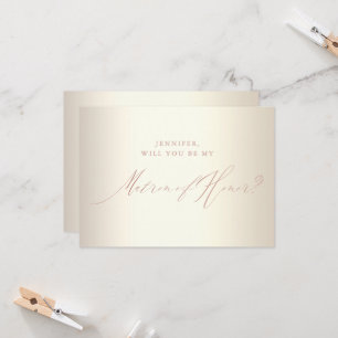Invitation Rose Gold Script Champagne Matron d'honneur