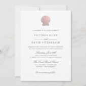 Invitation Rose Gold Seashell Elegant Ocean Beach mariage (Devant)