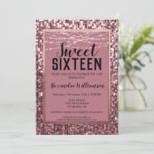 Invitation Rose Gold Sequin/Parties scintillant Sweet 16 Anni (Debout devant)