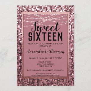 Invitation Rose Gold Sequin/Parties scintillant Sweet 16 Anni
