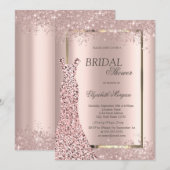 Invitation Rose Gold Sequins Dress Confetti Bridal Shower (Devant / Derrière)