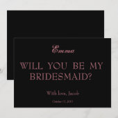 Invitation Rose Gold Serez-Vous Ma Femme D'Accueil Noire (Devant / Derrière)