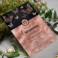 Rose Gold Shimmer Butterfly Moderne Quinceañera