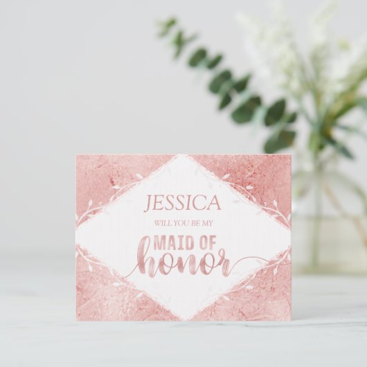 Invitation Rose Gold Shimmer sera-tu ma servante d'honneur (Debout devant)