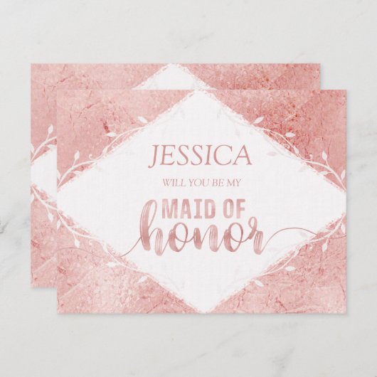 Invitation Rose Gold Shimmer sera-tu ma servante d'honneur (Devant / Derrière)