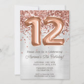 Invitation Rose Gold Silver 12e anniversaire de fête Invitati (Devant)
